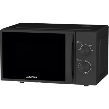 Albatros Cuptor cu microunde Albatros MWA-20MB4, 700 W, 20 L, 5 Nivele de incalzire, Timer, Dezghetare, Lumina interioara, Negru