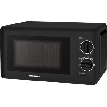 Cuptor cu microunde Heinner HMW-20BK2, 20 L, 700 W, Control mecanic, Negru