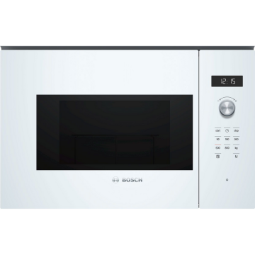 BOSCH Cuptor cu microunde incorporabil. Bosch, INOX/Sticla, 800W, 20L, 5 trepte, Alb