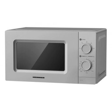 Cuptor cu microunde Heinner HMW-MD20MSL – 20 L, 700 W, control mecanic, timer 35 min, argintiu