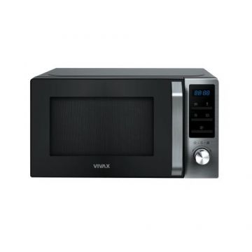 Cuptor cu microunde Vivax MWO-2079BG, 20 l, 700 W, Afisaj Digital, Control Digital, Functie Grill, Negru/Argintiu