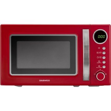 Daewoo Cuptor cu microunde Daewoo, control digital, 20 litri, 700 W, 8 programe, 5 niveluri de putere, Rosu