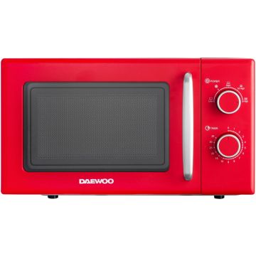 Daewoo Cuptor cu microunde Daewoo  KOR-6S20R, control mecanic, 20 litri, putere 700 W, 5 niveluri de putere, farfurie interioara de 25,5 cm, culoare cavitate interioara- Alb, Rosu