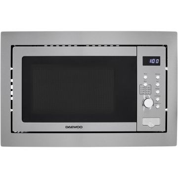 Daewoo Cuptor cu microunde incorporabi Daewoo KOC-25X-2, 25 litri, putere 850W,control digital, Grill 1200W, display LED alb, cavitate gri ceramic, 8 programe predefinite, capac protector, diametru platou rotativ 315 mm, Inox