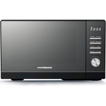 HEINNER Cuptor cu microunde Heinner HMW-MD25DMRBK, 25L, digital, geam oglinda, 800W, 5 trepte de putere, timer, functie decongelare, diametru platou rotativ 288mm, negru