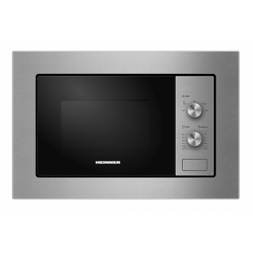 HEINNER Cuptor cu microunde incorporabil HEINNER HMW-MDBI20MIX, 800 W, 20 l, 5 trepte putere, Timer, Platou rotativ 24.5 cm, Inox/Negru